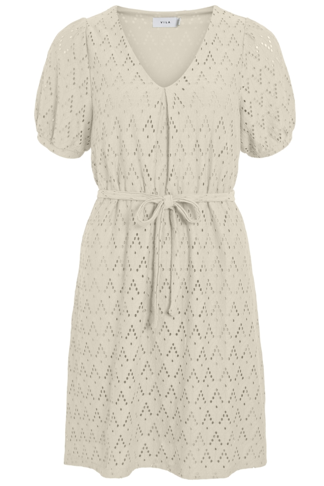VIAMALINA V-NECK S/S DRESS/PB 14104111 BIRCH